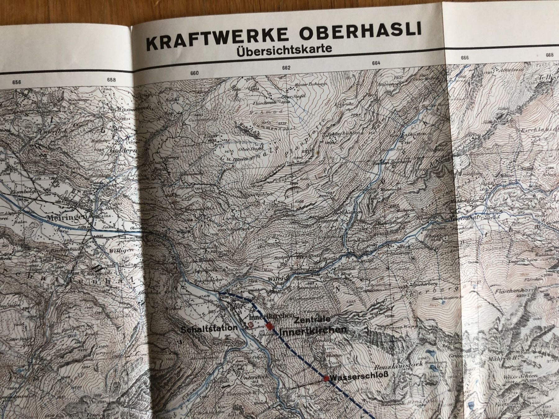 Landkarten & Atlanten: Kraftwerke Oberhasli. Übersichtskarte. 1948 – Gebraucht aus Zürich von allp 1