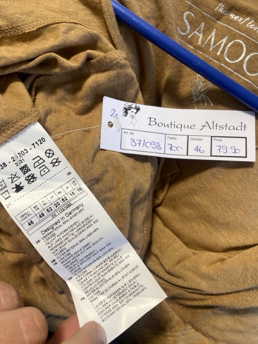 T-shirt: Shirt Gr.46 Camel/Braun - 55% Leinen – Nuovo e nell'imballaggio originale da Dübendorf venduto da feusiedi 1