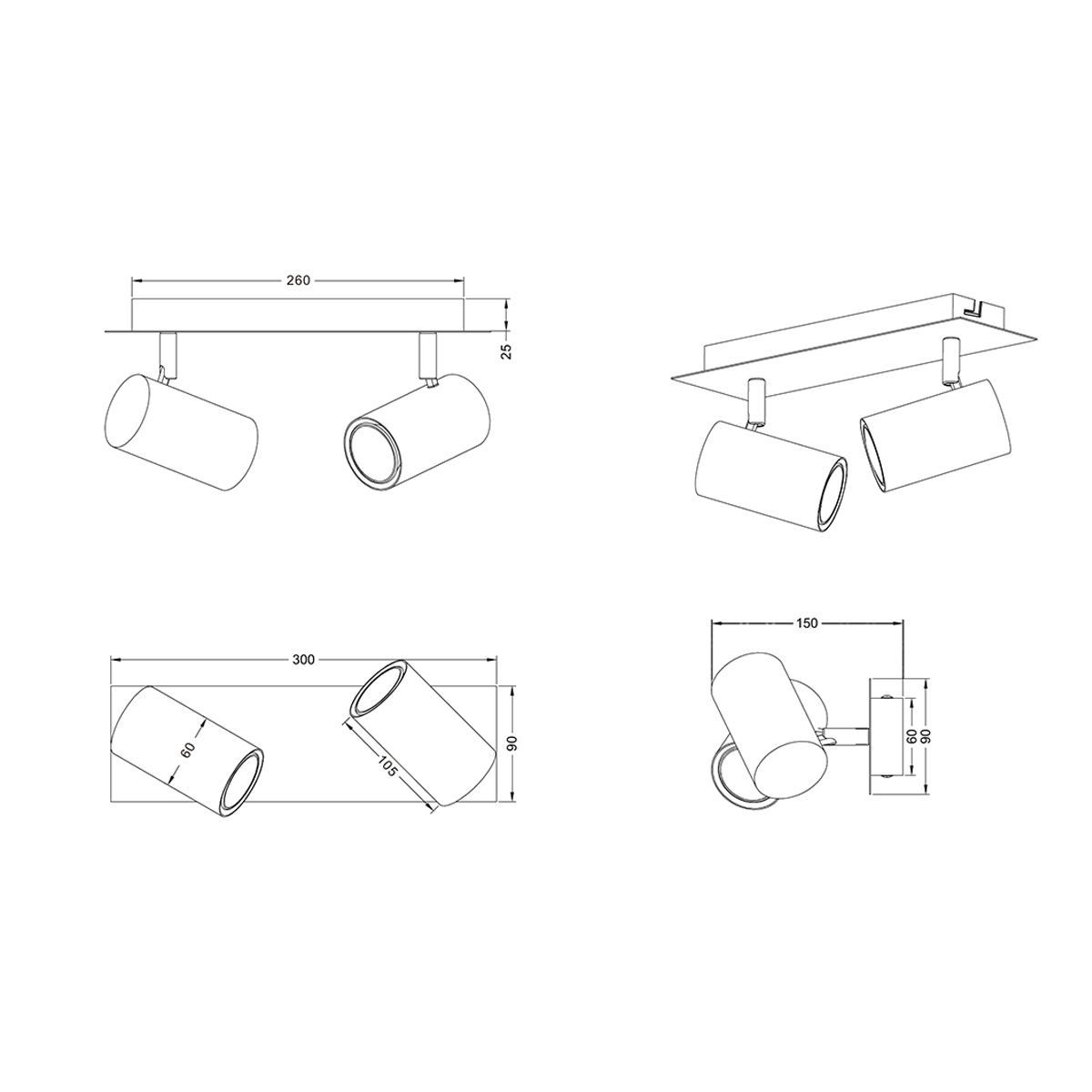 Lampade: Deckenleuchte, 2 Strahler, 30 cm x 9 cm – Nuovo (secondo la descrizione) da Kreuzlingen venduto da Smart-Light 4