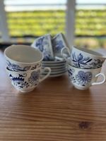 Teeservice Henriette Bohemia blau weiss 6 Tassen Untertassen