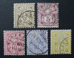 Nr.53-57, Wertziffer Serie Weisses Papier 1882 Kat: 1315.-
