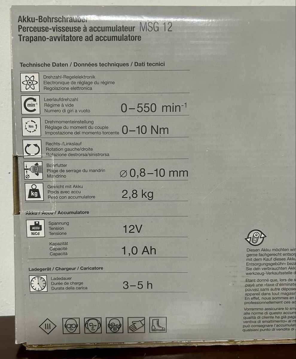 Trapani: [NEU]: Akku-Bohrschrauber MSG 12 inkl. Ladegerät – Nuovo e nell'imballaggio originale da Arni AG venduto da CreaFlex 2