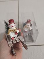 2er Set Schneemänner auf Schlitten, Winterdeko