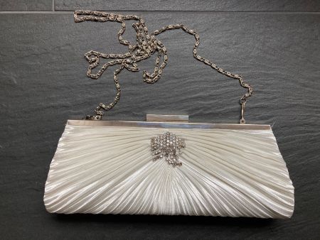 Elegante Clutch / Abendtasche, creme-weiss mit Strass 💎 ...