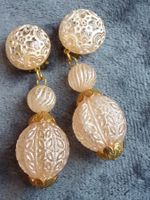 Top Vintage Glas Rosa Ohrclips, ca 1930