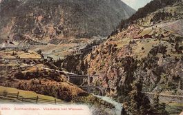 Viadukte bei Wassen, Gotthardbahn, gelaufen 1907, Militär