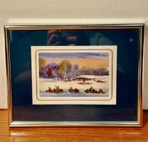 Original Watercolour Winter Scene Painting - Framed Artwork