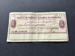 NOTGELD Italia 150 Lire Credito Agrario Ferrara 27 Aprile 77