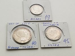 1938 Set SILBER 3 x uralte Münze JUGOSLAWIEN TOP ++ selten +