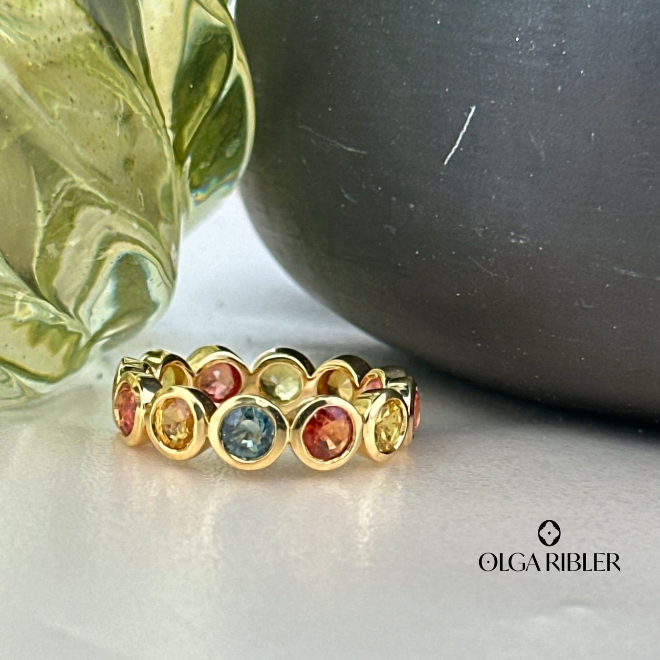 Olga Ribler Bagues: Multisaphir Memory Ring  Silber gelbvergoldet Grösse 54 – Neuf (Voir description) à Luzern par Schmuckoutlet 4