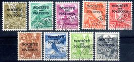 SOCIÉTÉ DES NATIONS 9 MARKEN TEILS GESTEMPELT - AM506