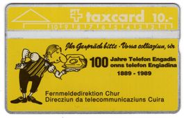 100 Jahre Telefon Engadin - Geschenk Taxcard der FD Chur