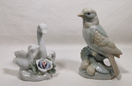 Porzellanfiguren Schwan und Vogel