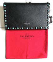 Valentino Rockstud Clutch Black Leather Turquoise Stars 40-6