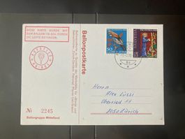 Schweiz 1970 Ballonpostkarte HB-BOL Werkstätte Blinde Oerlik
