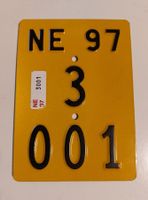 Velonummer NE 97 Mofanummer gelb plaque Mofa