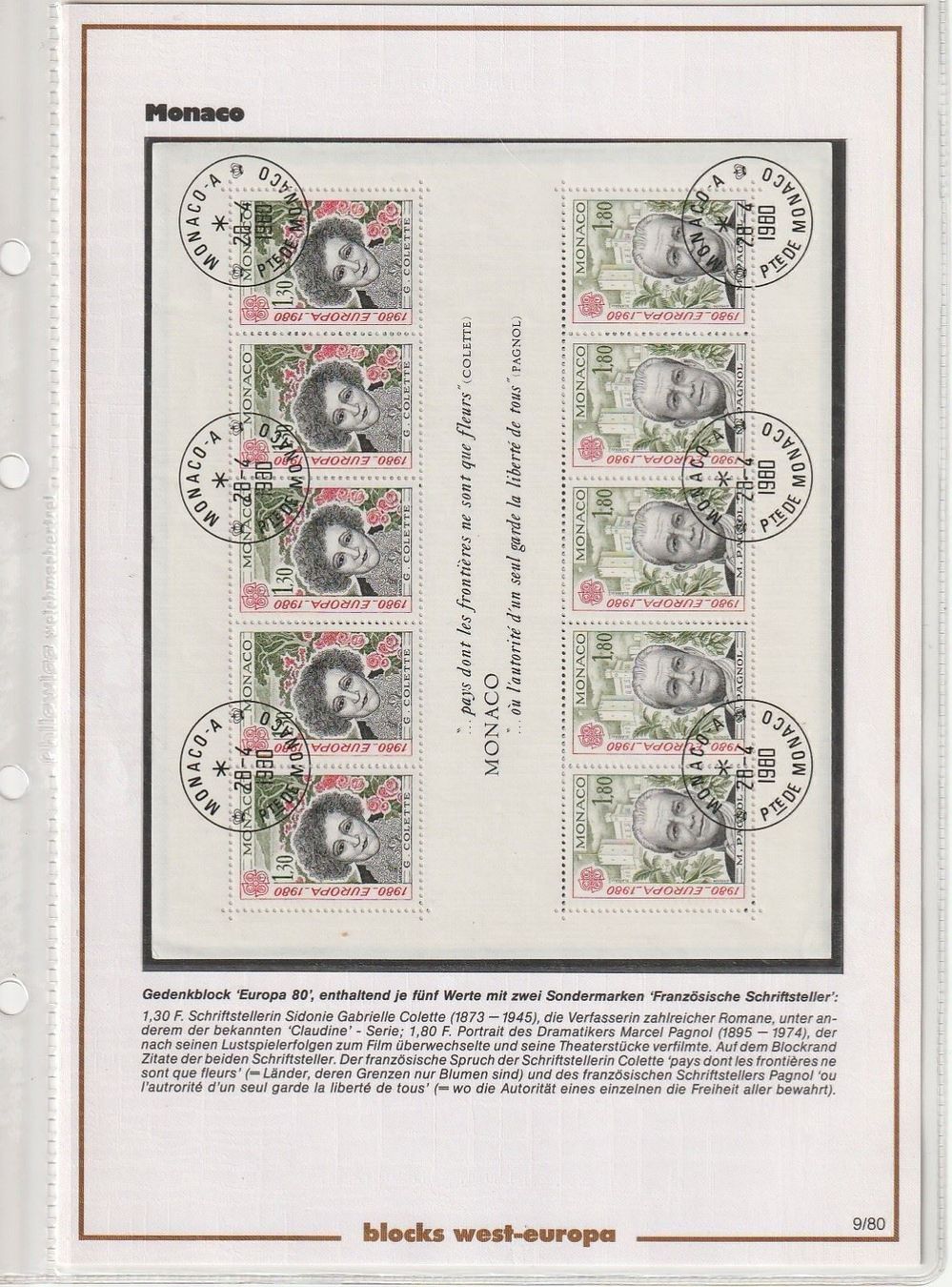 Tutti i francobolli: 17x Sonderblöcke MONACO 1980 - 1989 – Usato da Aarburg venduto da Aare10 1