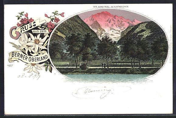 Cartoline postali: Passepartout-Lithographie Interlaken, Di – Usato da Berlin venduto da bartko-reher