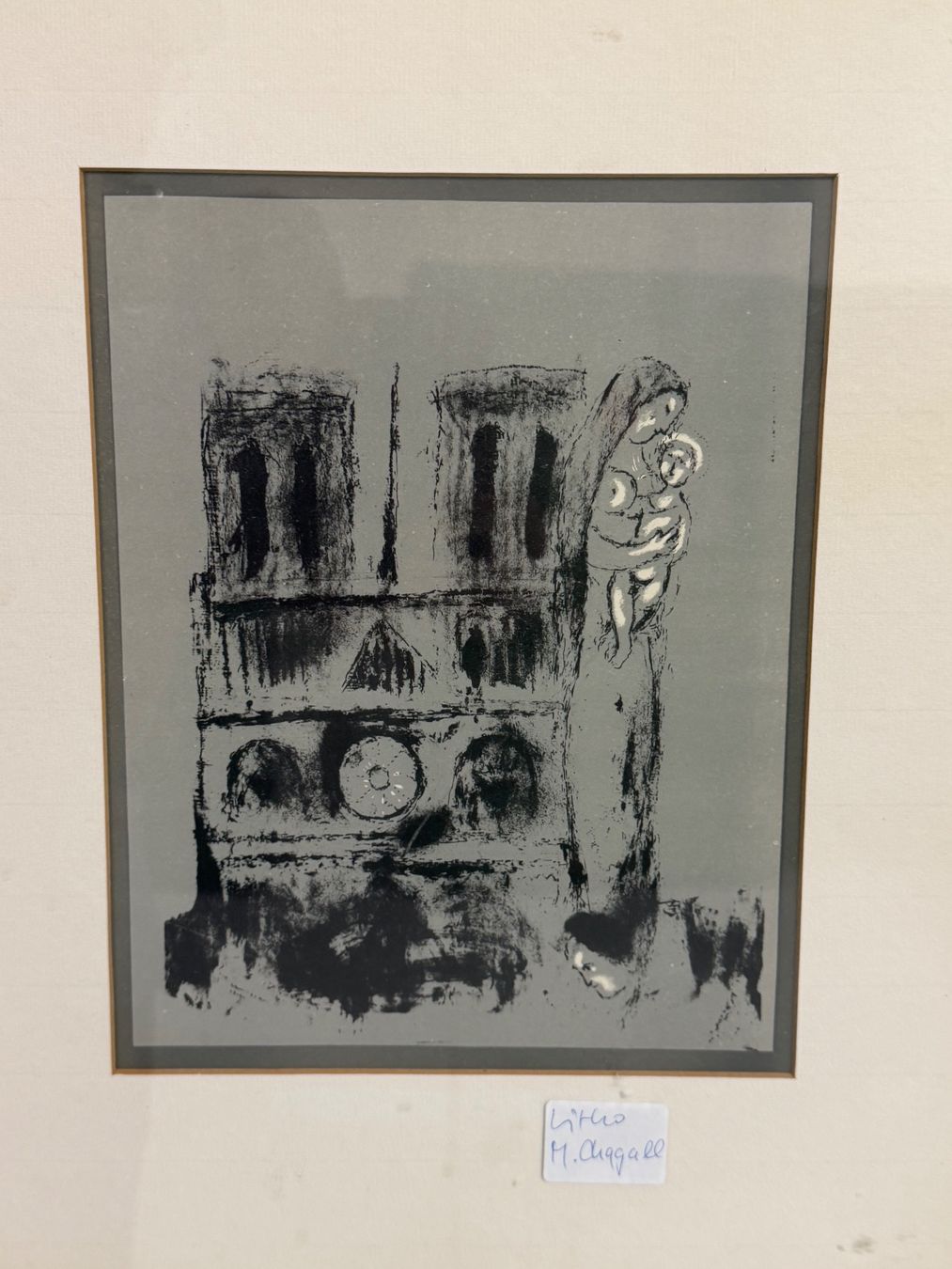 Grafica & Litografie: MARC CHAGALL 1955 Lithographie NOTRE DAME IN GRAU – Usato da Basel venduto da PAUL_ART 2