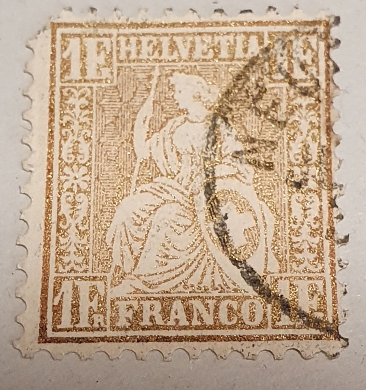Alle Briefmarken: 36a Goldbronze rötlich Kat. 600.- mit Attest – Gebraucht aus Balgach von SIMEON27