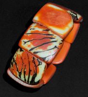 Bracelet en tagua rouge-orange