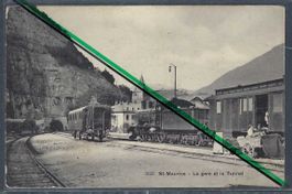 St. Maurice. Gare et tunnel. Train à vapeur.