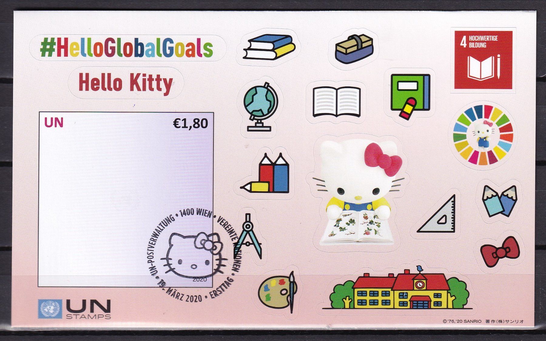 Tutti i francobolli: UNO Wien - Hello Kitty - ET 19.03.2020 (94) – Usato da Lausen venduto da cs8_tfz5