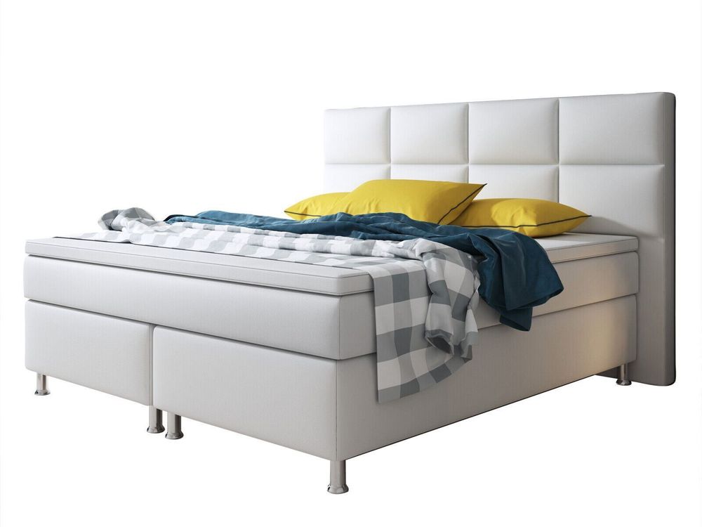 Boxspringbett 180x200 Weiss + Kasten Hotelbett Doppelbett (Neu und ...