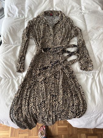 Tommy Jeans Robe chemise à imprimé léopard Taille S!