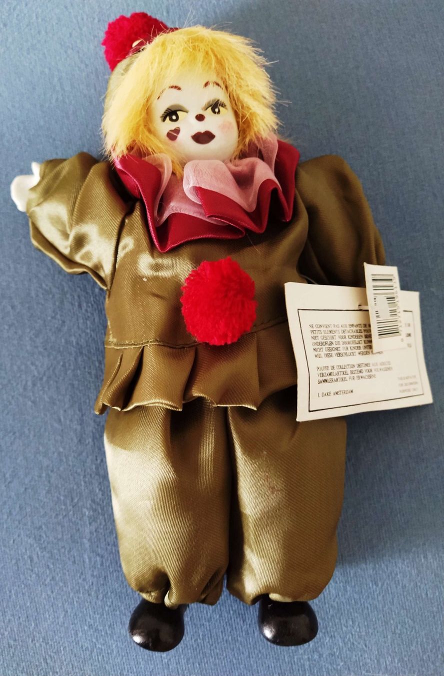 Bambole: Clown,  L. Dake Amsterdam - 25 cm - – Nuovo e nell'imballaggio originale da Zürich venduto da 1-2-3