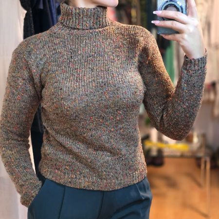 Vintage Rollkragen Pullover meliert Gr. S/M