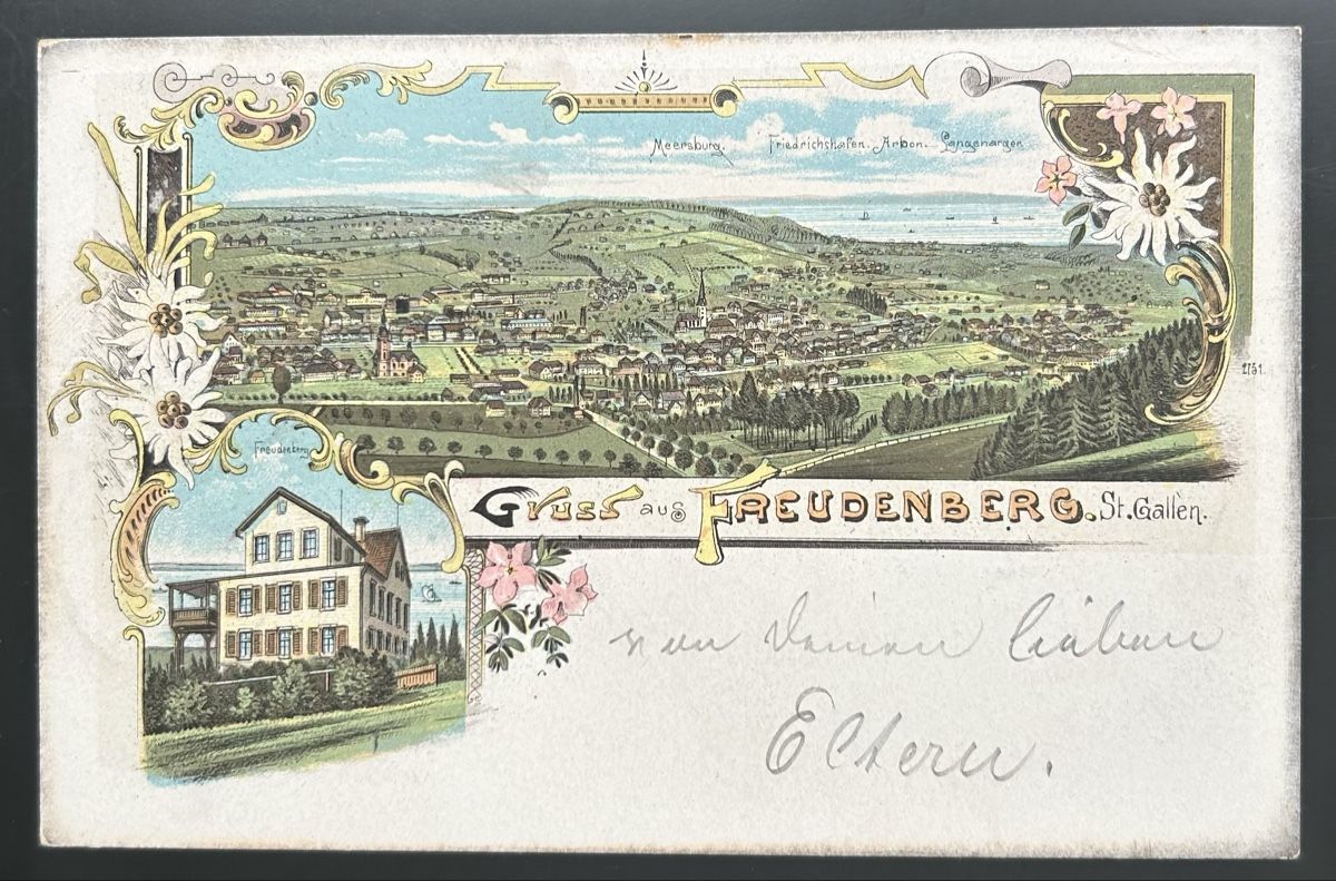 Ansichtskarten: Gruss aus Freudenberg SG Litho  – Gebraucht aus Horw von Tellbub