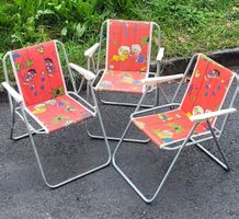 3 Vintage Campingstühle KINDER max. 30kg 70er Jahre 