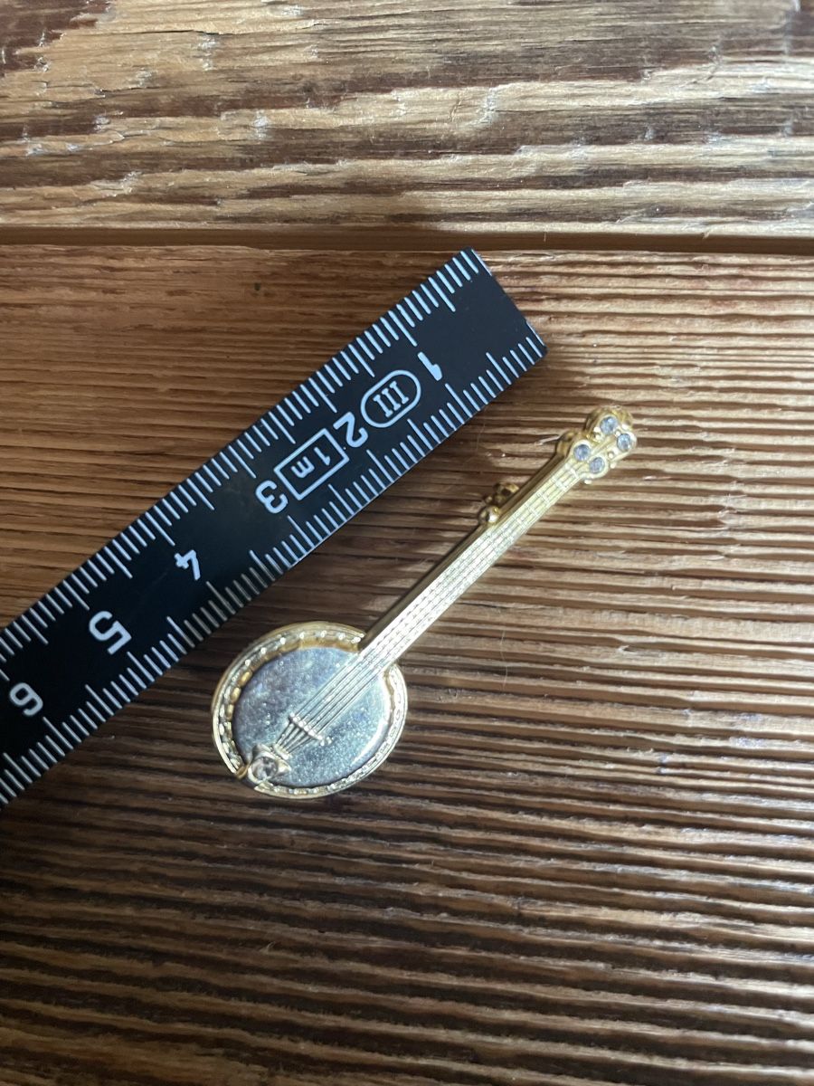 Broches & Aiguilles: Vintage Banjo Brosche Goldfarben mit Strass – D'occasion à Heitenried par Steffundsasch 1