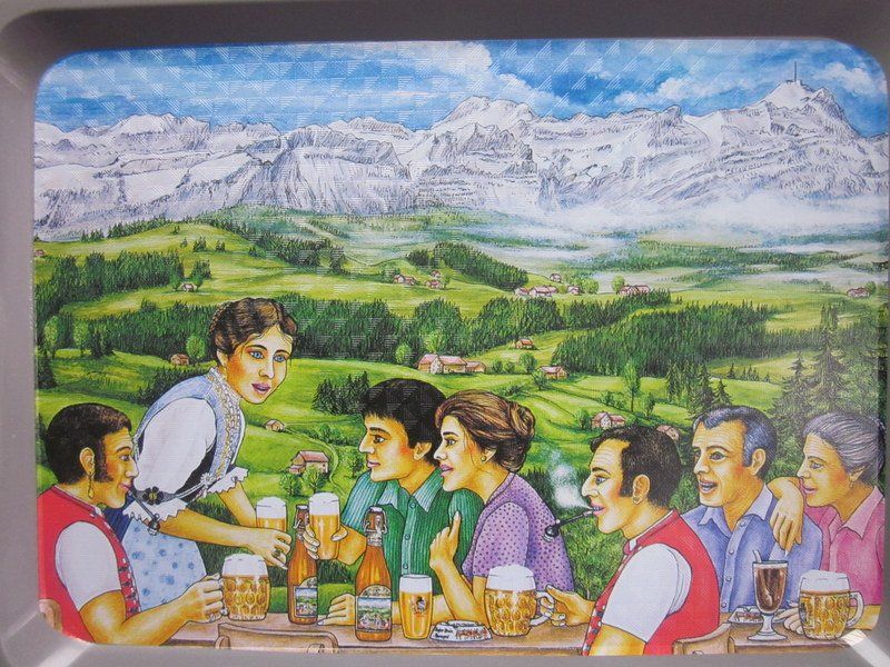 Piatti di portata: Serviertablett "Appenzeller Bier" mit Appenzeller-Motiv – Usato da Bischofszell venduto da Pfau0 1