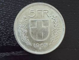 1 x 5 Franken Schweiz 1967 – zirkuliert