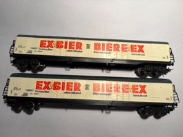 LIMA 2x Doppelachsiger Grossraum Kühlwagen EXBIER weiss; DC