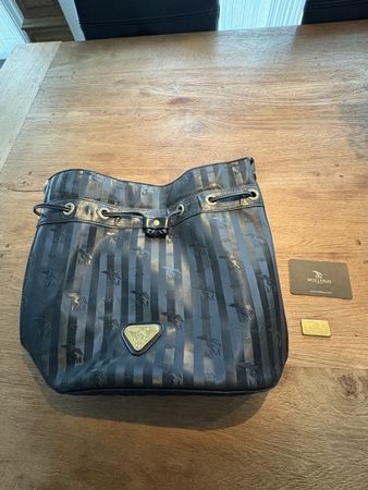 Maison Mollerus Handbag Black Logo Pattern Used Condition