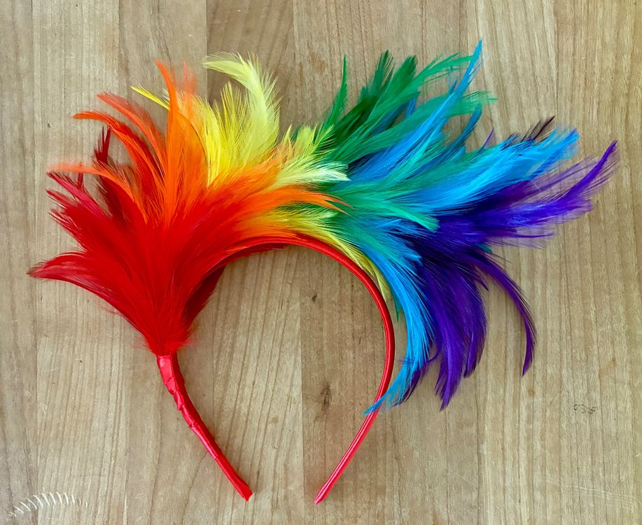 Costumes: Faszinierendes Feder Stirnband in Regenbogenfarben, Neu! – Neuf (Voir description) à Zürich par tersus1981
