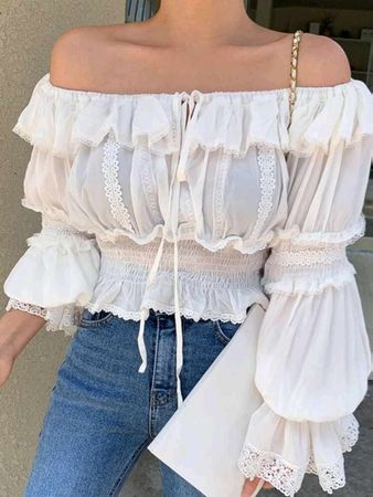 Helle Bluse mit Spitze Gr S *neu*