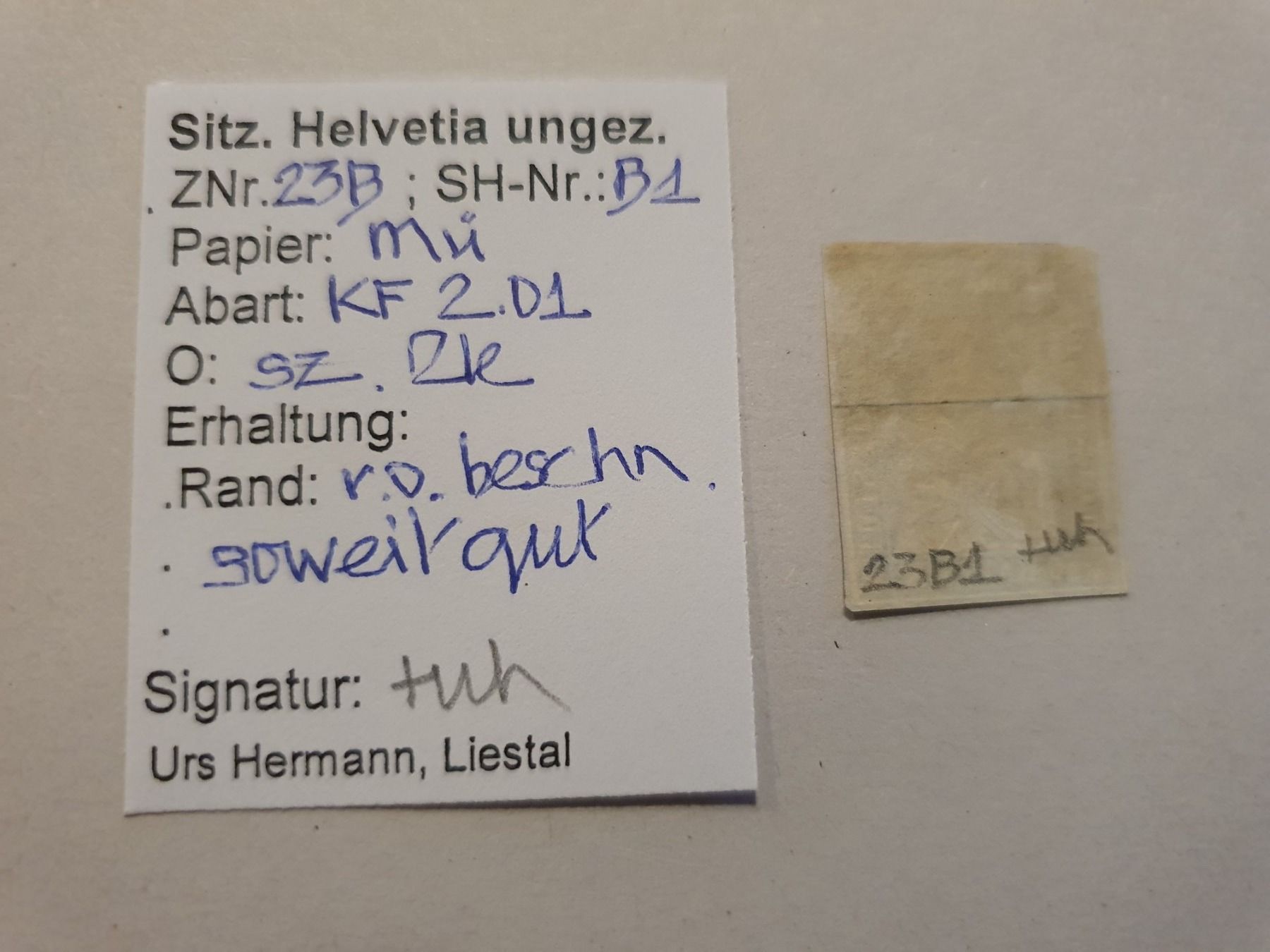 Alle Briefmarken: 23B KF 2.01 Strubel – Gebraucht aus Balgach von SIMEON27 2