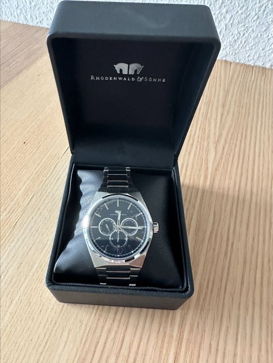 Rhodenwald & Söhne Orologio Uomo Al Quarzo – Cassa 40 Mm In Acciaio IP Oro, Cinturino In Pelle Nera, Quadrante Bianco Con Numeri Romani - 4