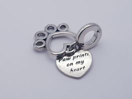 Charm Pfote Herz (925 Sterling Silber)