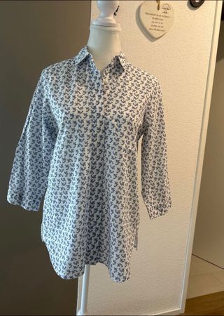 Damen 3/4 Arm Bluse weiss mit Muster von Dantendorfer Gr. 36