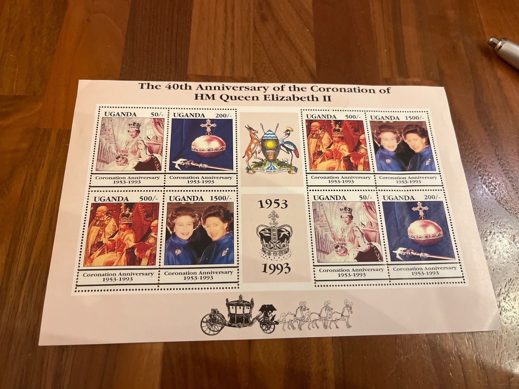 Tutti i francobolli: Briefmarken Bogen Uganda Coronation – Nuovo e nell'imballaggio originale da Zürich venduto da engebrunau