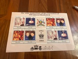 Briefmarken Bogen Uganda Coronation