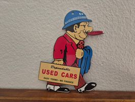 Emailschild Used Cars Logo USA Reklame Garage Emaille Schild