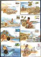 1984 - 93 - 8 Münzbriefe Bahamas - Falkand - Argentina …