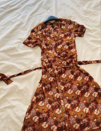 Topshop Wrap Floral Leaves Print Dress - Fall Colors