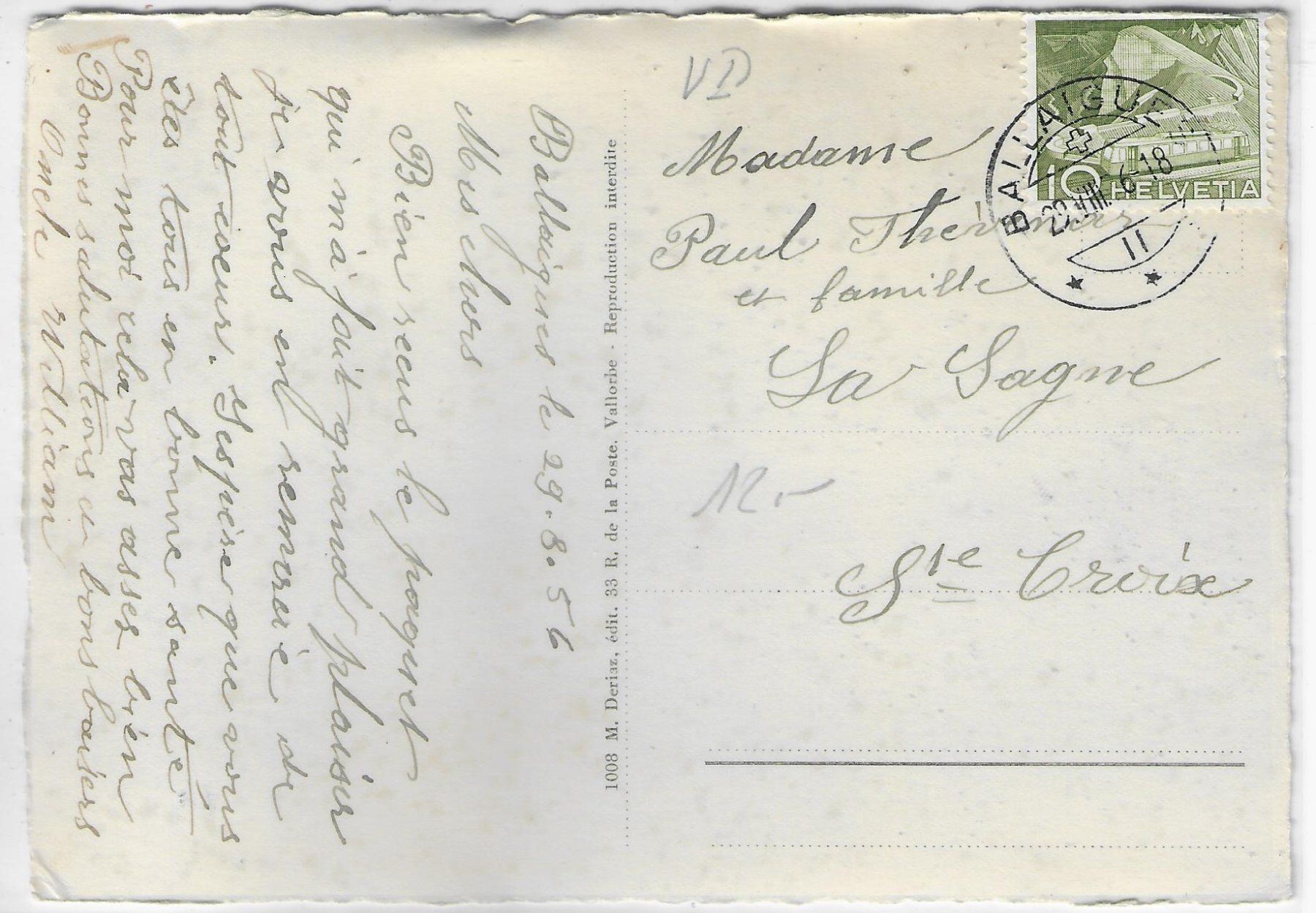 Cartoline postali: Ballaigues - Les champs du Soleil – Usato da Ettingen venduto da Kartenplanet 1